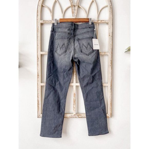 NWT MOTHER The Dazzler Slim Straight Mid Rise Jeans in Lighting Up Lanterns Gray - Picture 5 of 11